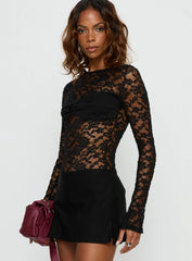 Anjolene Lace Wrap Bust Bodysuit Black