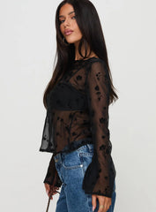 Broken Clocks Long Sleeve Top Black