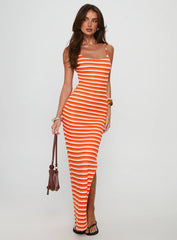 Elestria Maxi Dress Orange Stripe