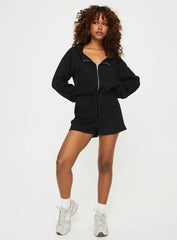 Jeanette Hooded Romper Black