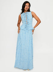 Songbird Shirred Maxi Dress Blue