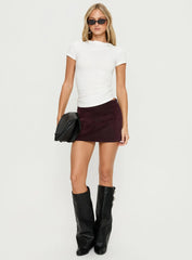 Karra Flocked Mini Skirt Washed Red