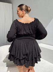 The Love Galore Long Sleeve Romper Black Curve