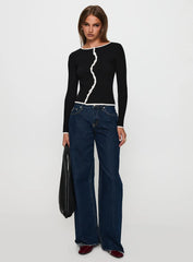 Bring Me Closer Button Up Long Sleeve Top Black / White