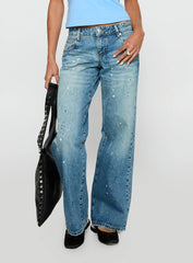 Picasso Mid Rise Straight Leg Jeans Mid Blue