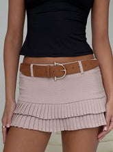 Runey Faux Suede Belt Brown Gold