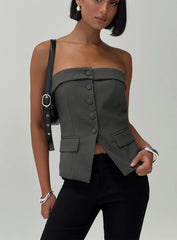Change It Up Strapless Top Grey
