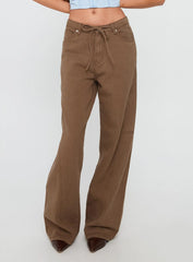 Bruiser Mid Rise Wide Leg Jeans Brown