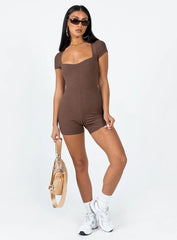 Nolan Short Sleeve Romper Brown