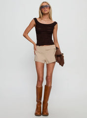 Lylah Frill Detail Top Brown