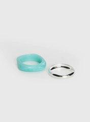 Maldives Resin Cuff Pack Silver Aqua