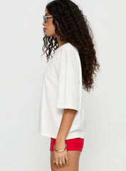 Lucky You Lighter Oversized Graphic Top White