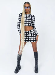 Motel Bonnie Top Mesh Mono Painted Check