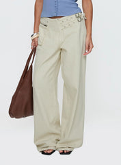 Paltrow Mid Rise Wide Leg Cargo Jeans Cream