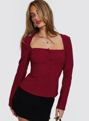 Gaskin Long Sleeve Top Burgundy