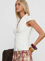 Ellis Island Collared Top White