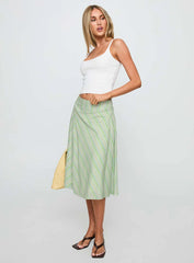 Vettie Midi Skirt Green Multi