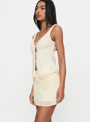 Letting Go Gathered Waist Mini Skirt Cream