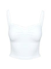 Essentials Ruched Rib Cami Top White