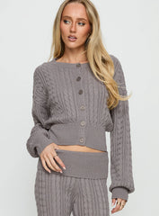 Baleigh Cable Knit Cardigan Grey