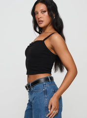 Essentials Ruched Rib Cami Top Black