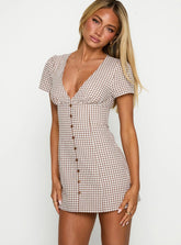Loveliness Playsuit Brown Check Tall
