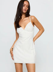 Aruba Embroidered Mini Dress White