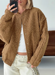 Kemberly Soft Textured Bomber Jacket Brown