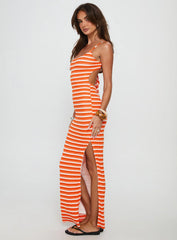 Elestria Maxi Dress Orange Stripe
