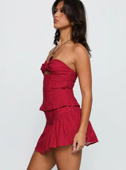 Tovie Frill Linen Blend Skort Red Polka