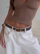 Jaslynn Faux Suede Belt Brown