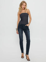 Illyssa Mid Rise Skinny Jeans Washed Charcoal