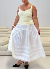 Calling For You Flowy Maxi Skirt White Curve