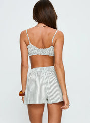 Chelsey Ruched Set Blue / Brown Stripe