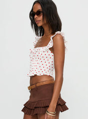 Isadoria Frill Top White / Red Polka