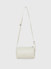 Corlee Woven Faux Leather Cylinder Bag Cream