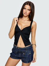 Catch Me Now Denim Shorts Dark Blue Wash