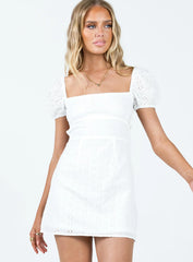 Havena Anglaise Mini Dress White