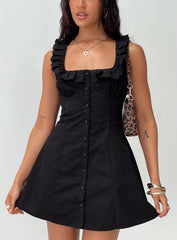 Oliveah Frill Mini Dress Black Petite