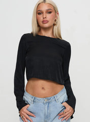 Rhydian Long Sleeve Tie Top Black