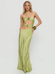 Morissa Halter Cut Out Maxi Dress Green
