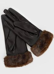 Elowynn Faux Leather Gloves Brown