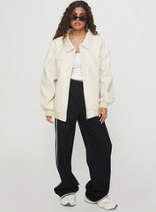 Goldsmith Faux Leather Bomber Jacket Cream