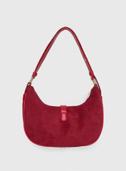 Jaxton Buckle Faux Suede Shoulder Bag Red