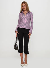 You Hear Me Long Sleeve Top Pink Stripe