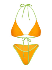 Sandbar Triangle Bikini Top Orange / Green