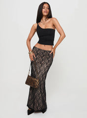 Lourenzia Lace Maxi Skirt Black / Nude