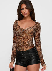 Elixia Long Sleeve Bodysuit Leopard