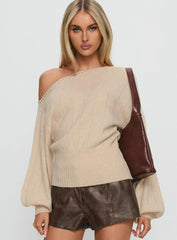 Jackeline Off Shoulder Rib Jumper Cream