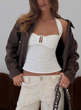 Isabetta Halter Top White Petite